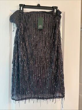 wild fable Black Sequin Fringe Pencil Skirt